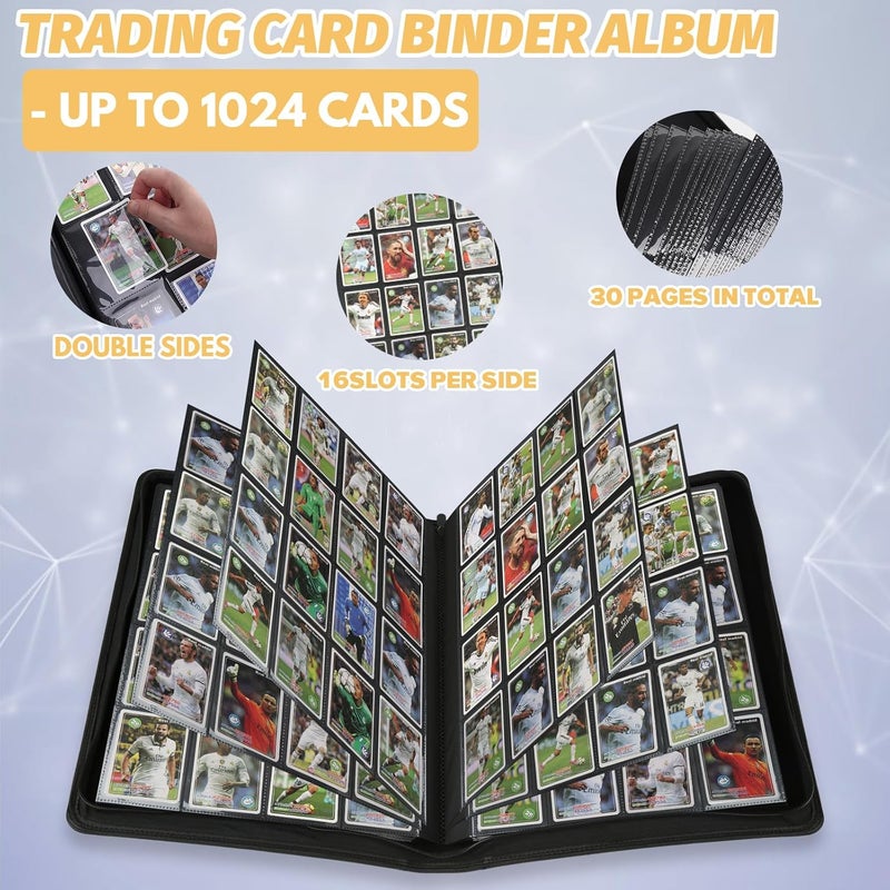 GERMUN Trading Card Binder 16 Pocket, 1024 Pockets Card Binders, Card Collection Binder, Card Album Folder for MTG, TCG, Sports Cards, Game Cards (Lake Blue) - Image 3